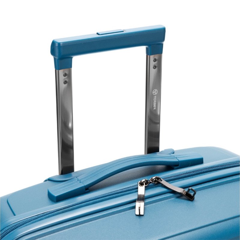 Чемодан TORBER НЕВО, синий, полипропилен, 45 х 26 х 66 см, 66 л