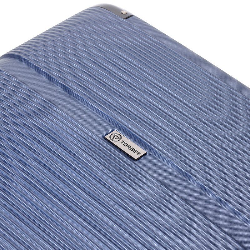 Чемодан TORBER ОНЕГА, синий, ABS-пластик, 79,5 х 51 х 29 см, 103 л