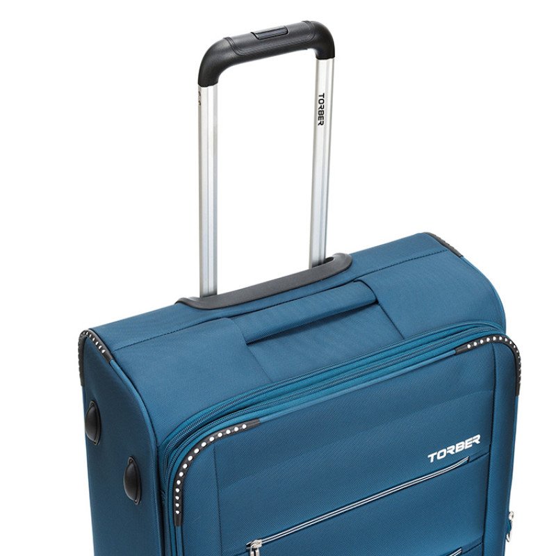 Чемодан TORBER ВИВИ, синий, полиэстер, 44 х 25 х 67 см, 63 л
