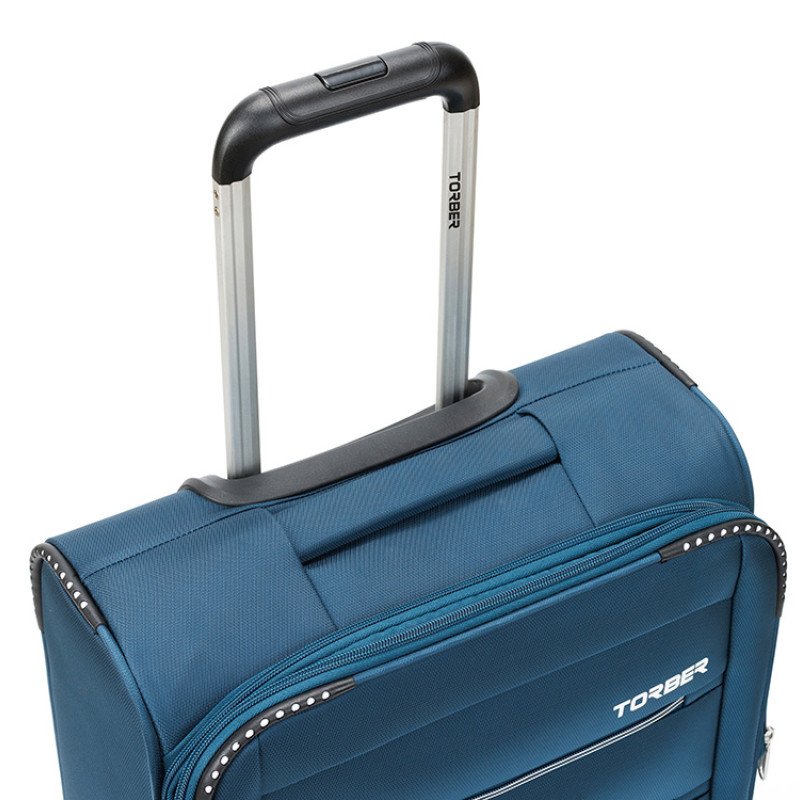 Чемодан TORBER ВИВИ, синий, полиэстер, 39 х 20 х 54 см, 36 л