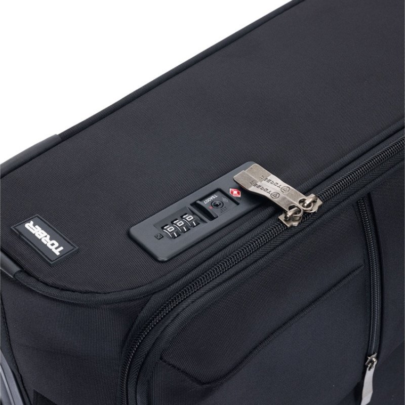 Чемодан TORBER БРОСНО, чёрный, нейлон 600D, 48 х 30 х 78 см, 85 л