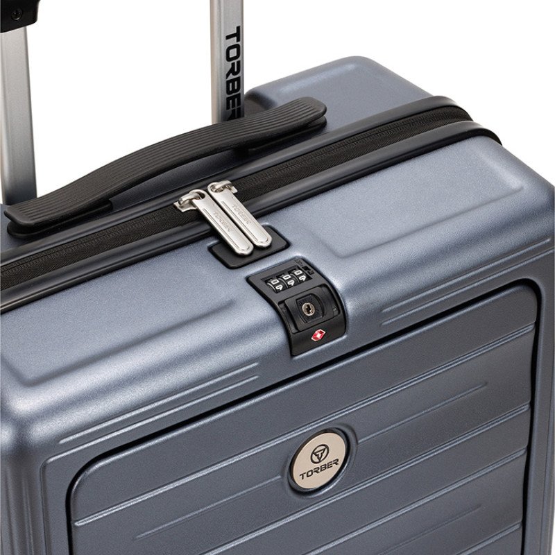 Чемодан TORBER БАЙКАЛ, тёмно-серый металлик, поликарбонат, 37,5 x 20 х 54 см, 37 л
