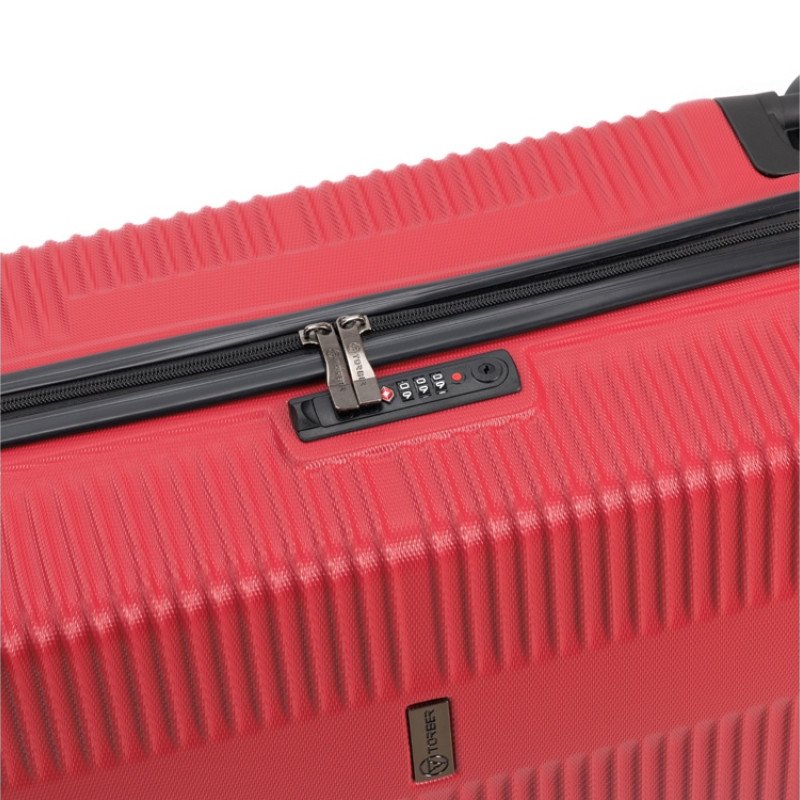 Чемодан TORBER ЭЛЬТОН, красный, ABS-пластик, 38 х 24 х 54 см, 35 л