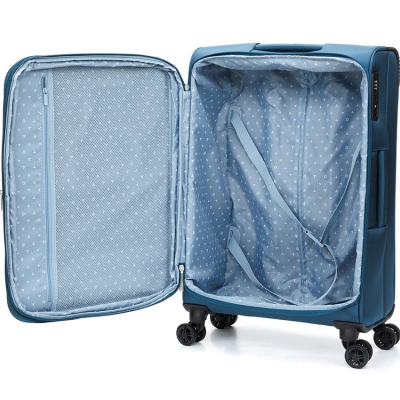 Чемодан TORBER ВИВИ, синий, полиэстер, 44 х 25 х 67 см, 63 л