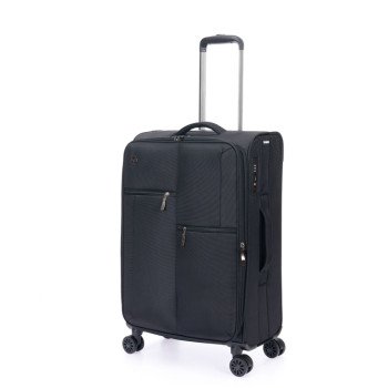 Чемодан TORBER СЕЙД, чёрный, нейлон 600D, 43,5 х 25 х 68 см, 56 л