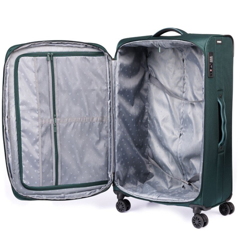 Чемодан TORBER СЕЙД, тёмно-зелёный, нейлон 600D, 48 х 26,5 х 78 см, 85 л