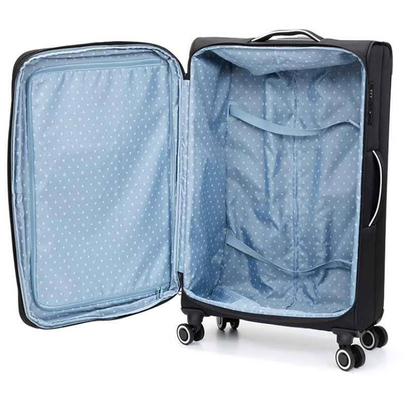 Чемодан TORBER НЕРО, чёрный, переработанный ПЭТ, 48 х 28 х 79 см, 90 л