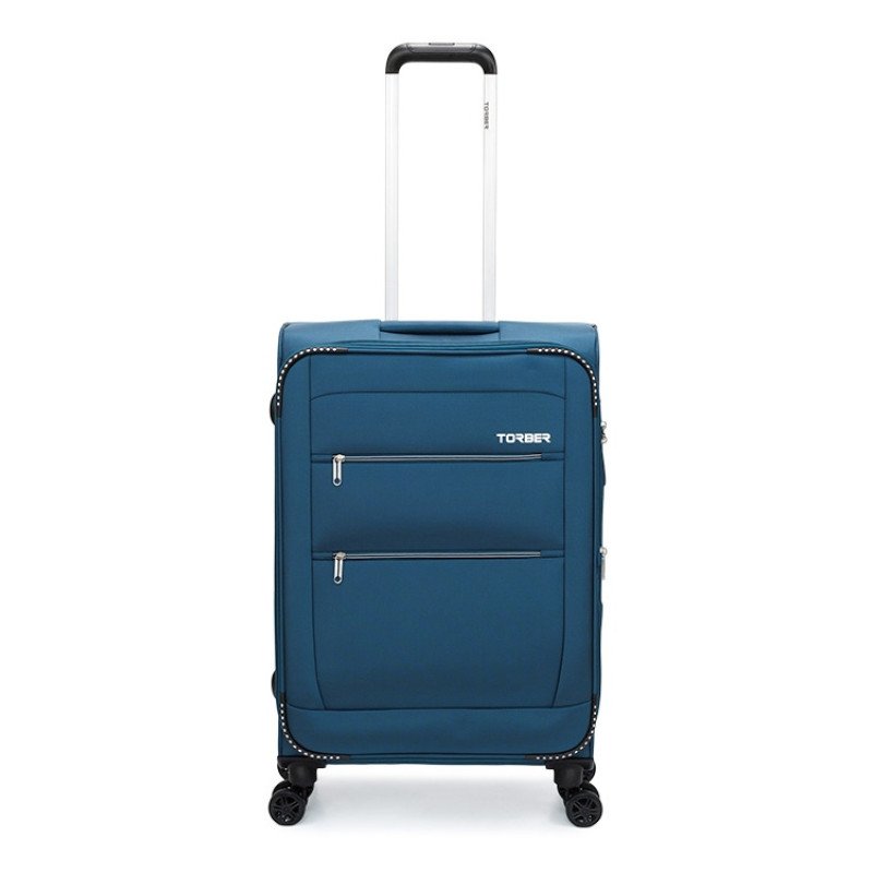 Чемодан TORBER ВИВИ, синий, полиэстер, 44 х 25 х 67 см, 63 л