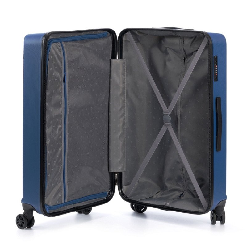 Чемодан TORBER КАСПИЙ, тёмно-синий, ABS-пластик, 49 х 29 х 78 см, 96 л