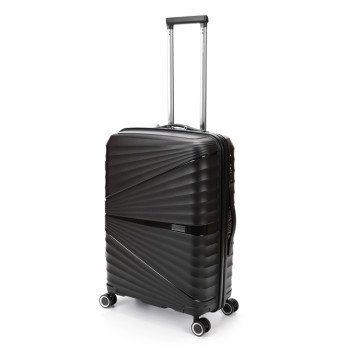 Чемодан TORBER НЕВО, чёрный, полипропилен, 45 х 26 х 66 см, 66 л