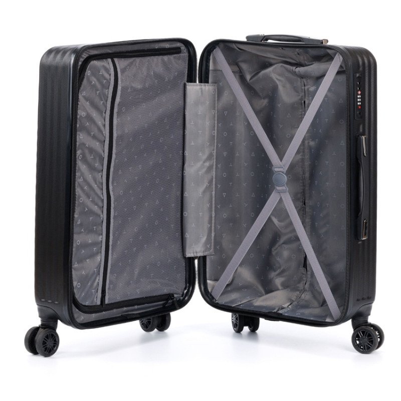 Чемодан TORBER ЛАМА, чёрный, ABS-пластик, 43 х 25,5 х 67 см, 62 л