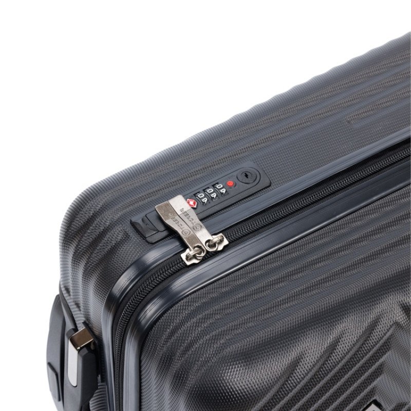 Чемодан TORBER ЛАМА, чёрный, ABS-пластик, 38 х 21 х 55 см, 37 л