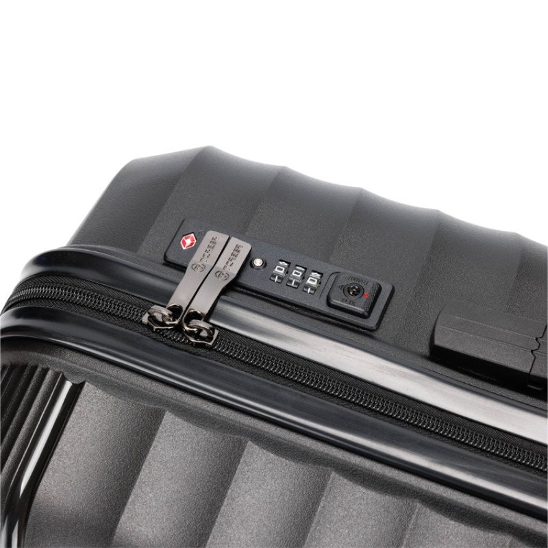 Чемодан TORBER НЕВО, чёрный, полипропилен, 45 х 26 х 66 см, 66 л