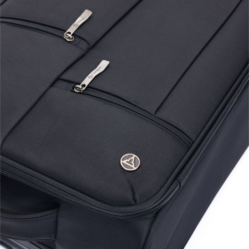 Чемодан TORBER СЕЙД, чёрный, нейлон 600D, 48 х 26.5 х 78 см, 85 л