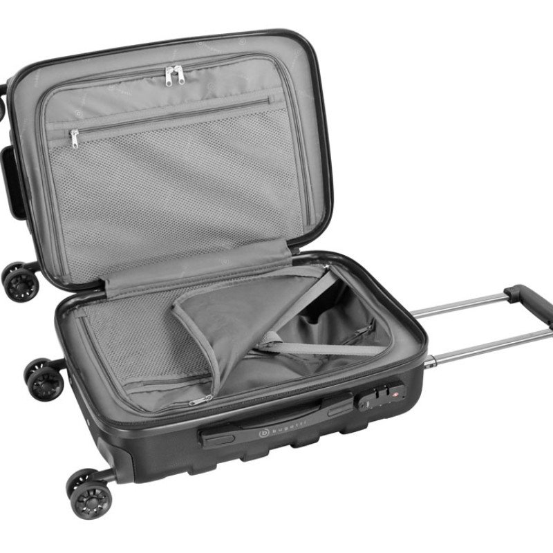 Чемодан для ручной клади BUGATTI ГАЛАТЕЯ | GALATEA, чёрный, поликарбонат / АБС-пластик, 36,5х24,5х56 см, 38 л