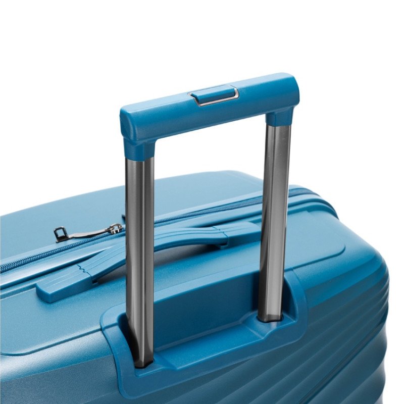 Чемодан TORBER НЕВО, синий, полипропилен, 49 х 28 х 76 см, 95 л