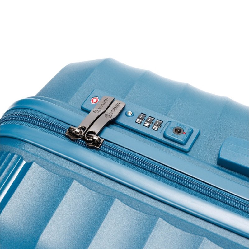 Чемодан TORBER НЕВО, синий, полипропилен, 49 х 28 х 76 см, 95 л