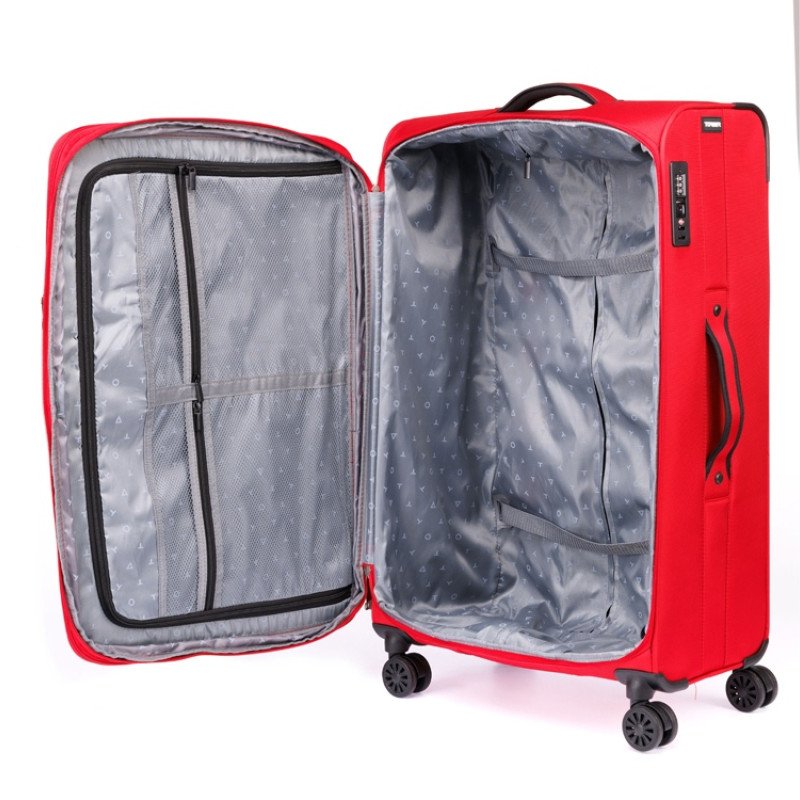 Чемодан TORBER БРОСНО, красный, нейлон 600D, 48 х 30 х 78 см, 85 л