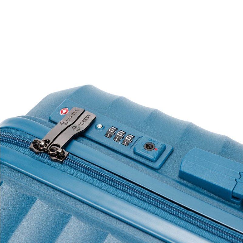 Чемодан TORBER НЕВО, синий, полипропилен, 40 х 25 х 55 см, 32 л
