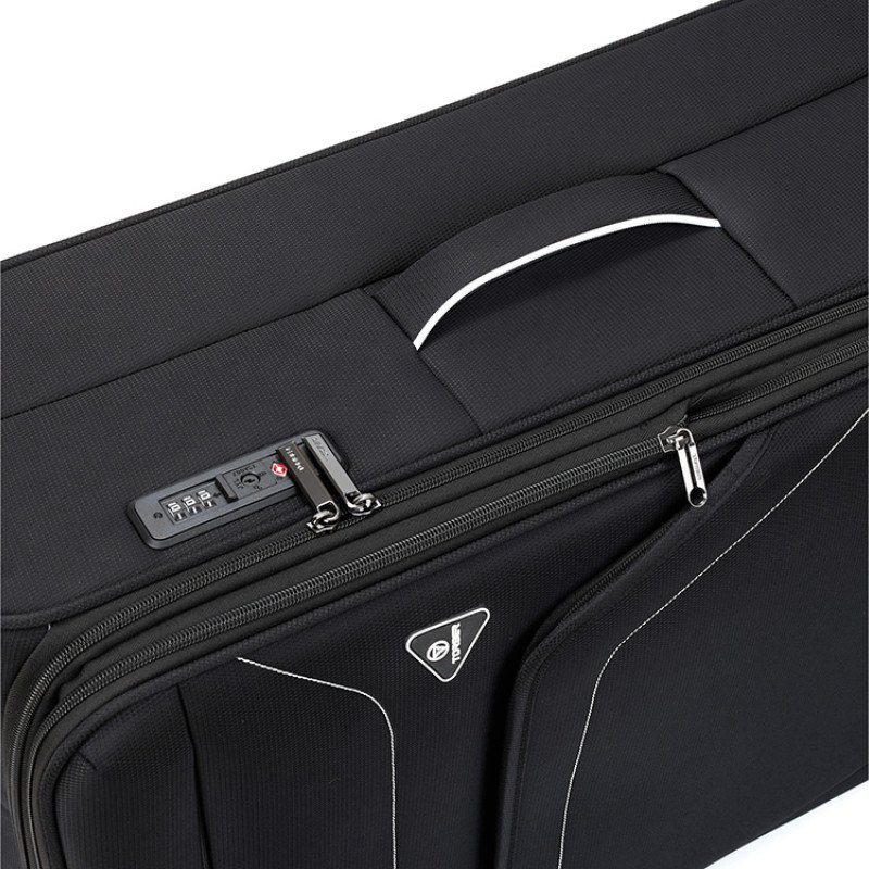 Чемодан TORBER НЕРО, чёрный, переработанный ПЭТ, 48 х 28 х 79 см, 90 л