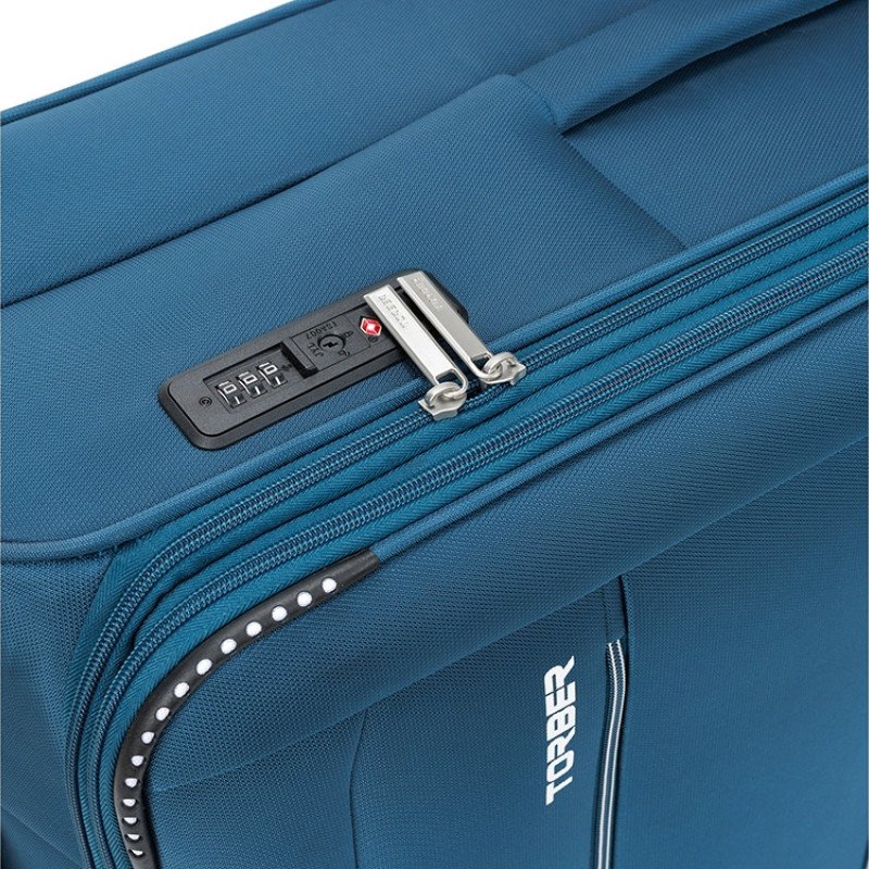 Чемодан TORBER ВИВИ, синий, полиэстер, 48 х 28 х 78 см, 89 л