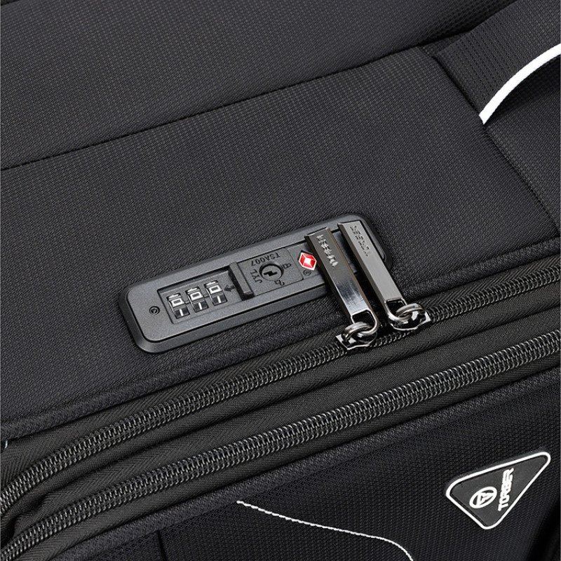 Чемодан TORBER НЕРО, чёрный, переработанный ПЭТ, 48 х 28 х 79 см, 90 л