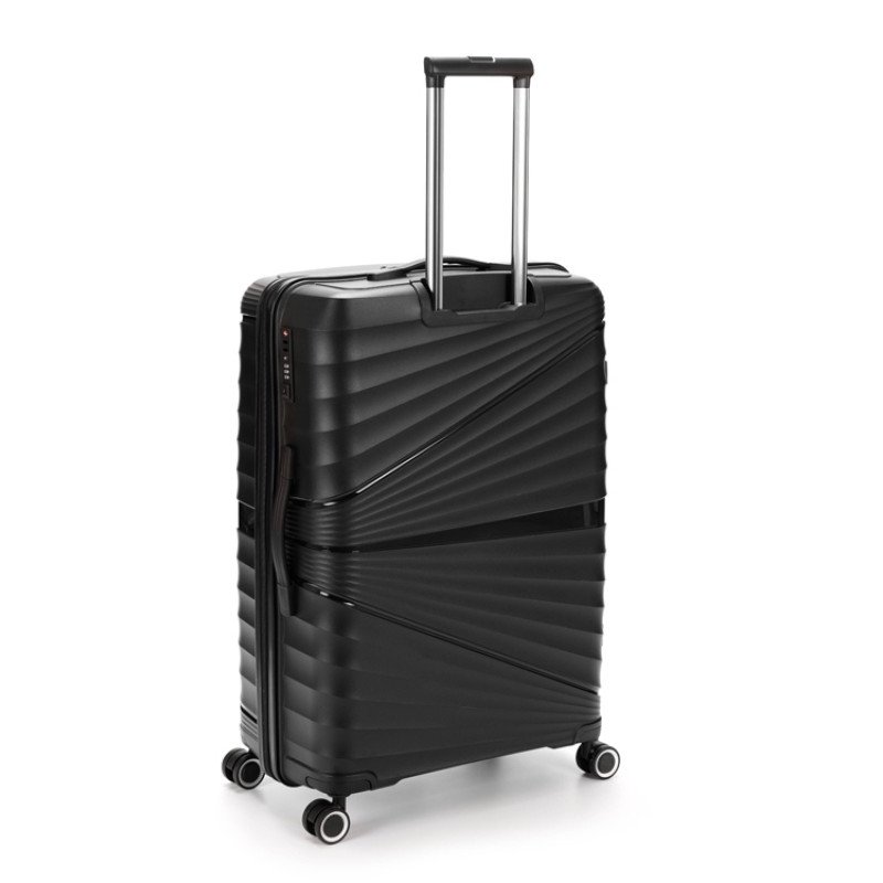 Чемодан TORBER НЕВО, чёрный, полипропилен, 49 х 28 х 76 см, 95 л