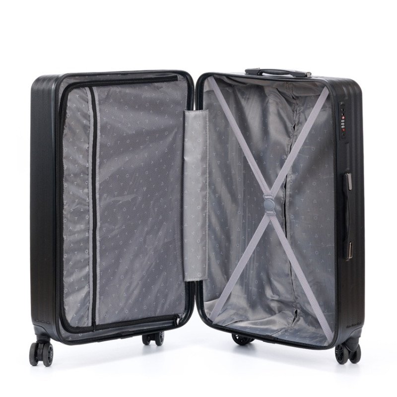 Чемодан TORBER ЛАМА, чёрный, ABS-пластик, 49 х 29,5 х 77 см, 92 л