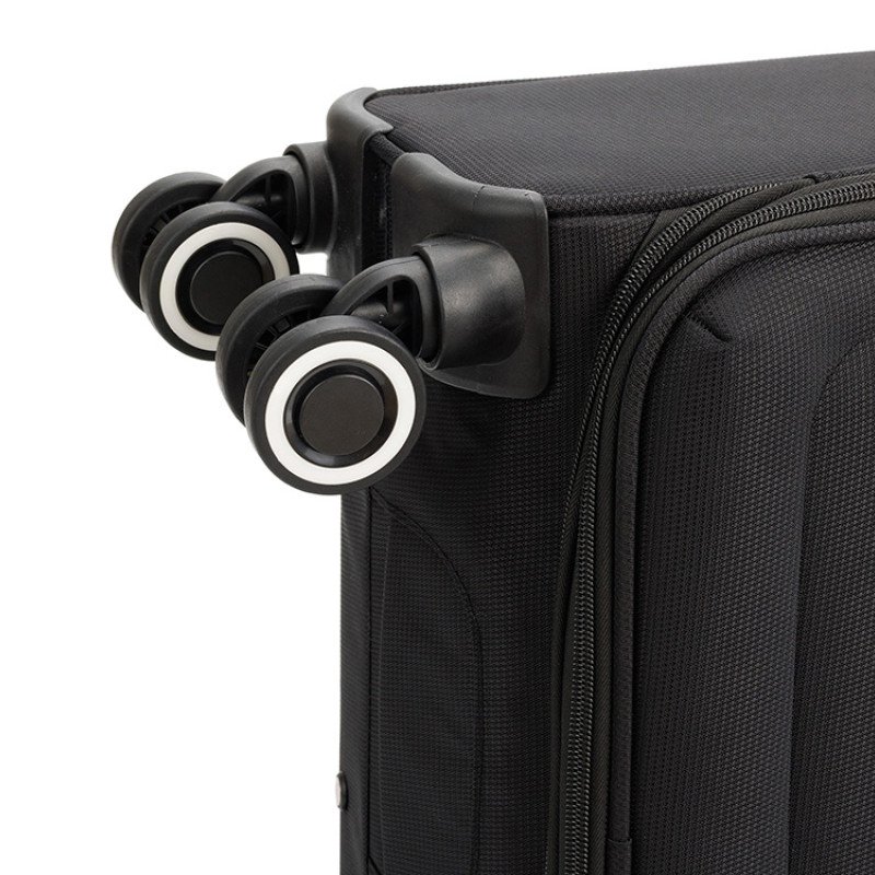 Чемодан TORBER НЕРО, чёрный, переработанный ПЭТ, 40 х 20 х 55 см, 37 л