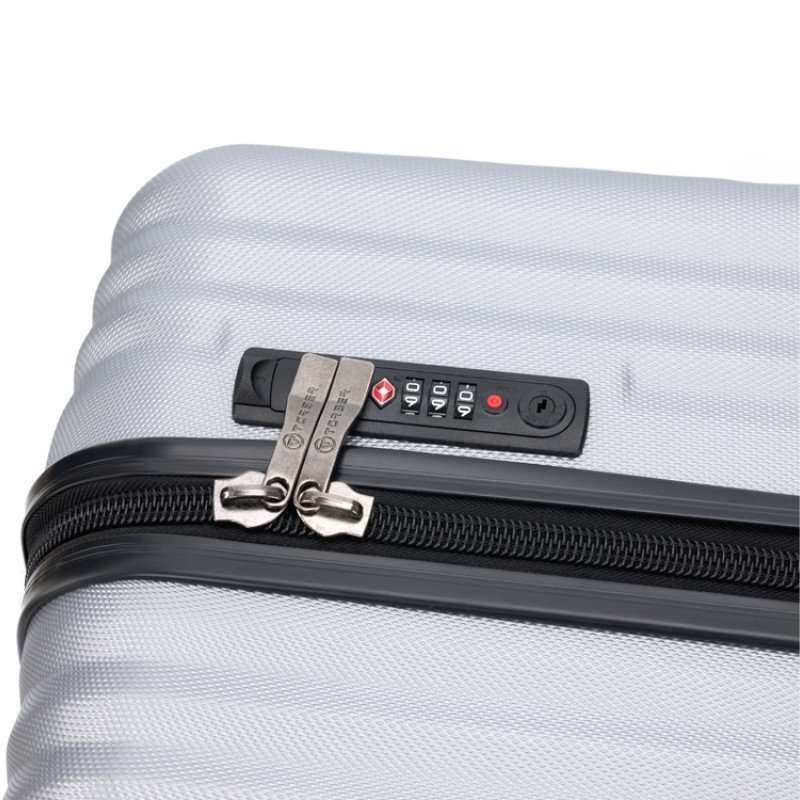 Чемодан TORBER ЛАМА, серебристый, ABS-пластик, 43 х 25,5 х 67 см, 62 л