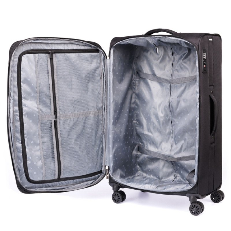 Чемодан TORBER СЕЙД, чёрный, нейлон 600D, 48 х 26.5 х 78 см, 85 л