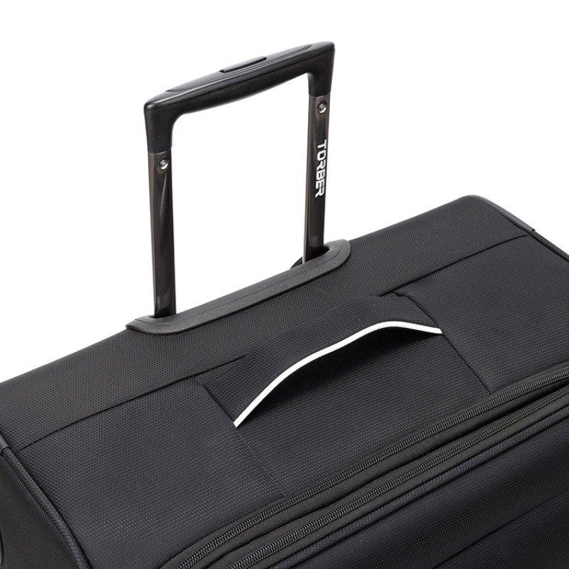 Чемодан TORBER НЕРО, чёрный, переработанный ПЭТ, 48 х 28 х 79 см, 90 л