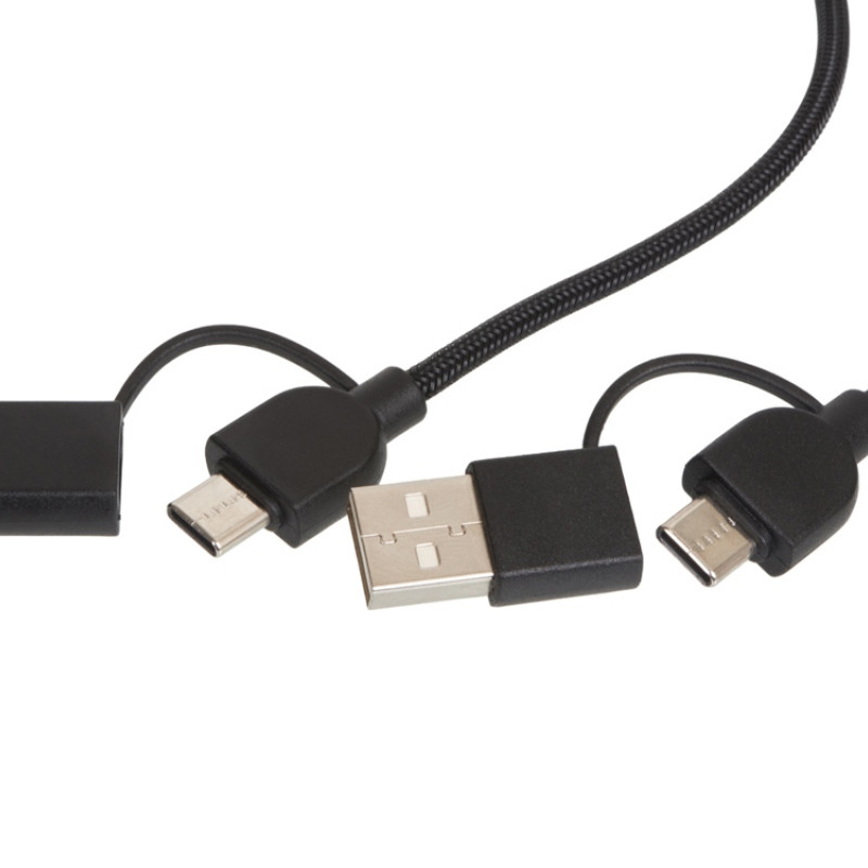 Универсальный зарядный кабель из переработанных ПЭТ и ТПЕ «Acalypha», быстрая зарядка 25 Вт, черный