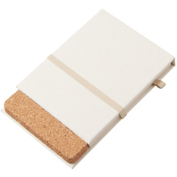 Блокнот с подставкой для телефона из пробки "Milky S", молочно-белый