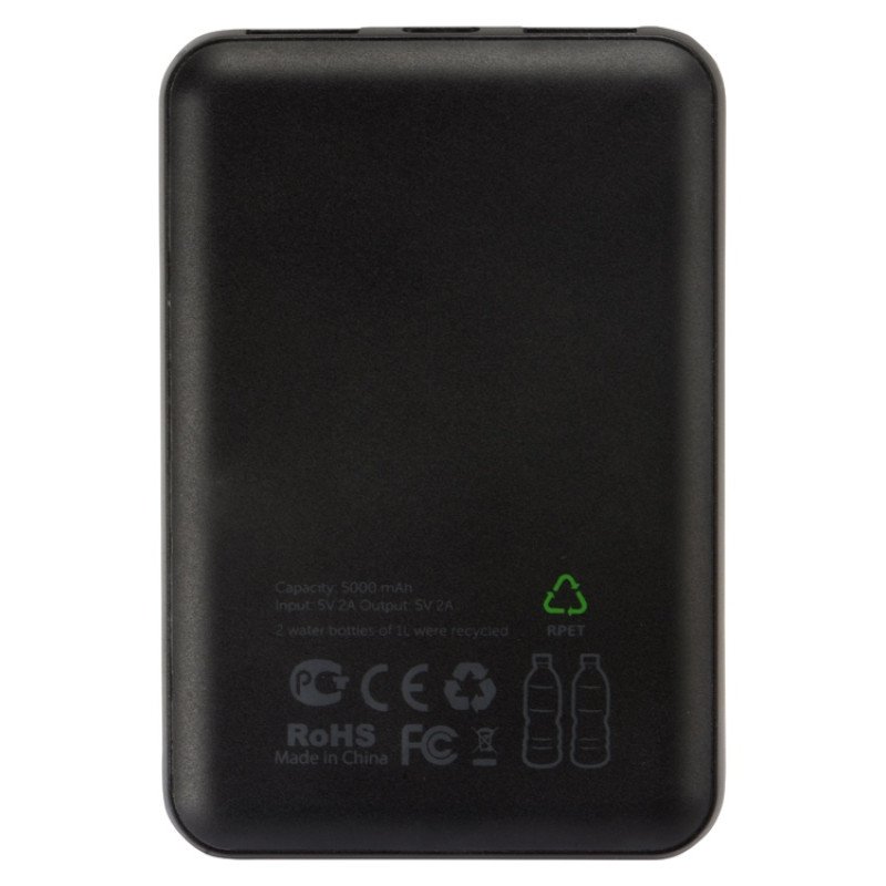 Портативное зарядное устройство из rPET "Reborn", 5000 mAh, серый Портативное зарядное устройство из rPET "Reborn", 5000 mAh, серый