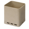 Настольный органайзер Cubic из пшеничного волокна с функцией беспроводной зарядки и выходами USB