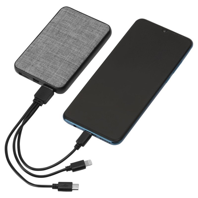 Портативное зарядное устройство из rPET "Reborn", 5000 mAh, серый Портативное зарядное устройство из rPET "Reborn", 5000 mAh, серый