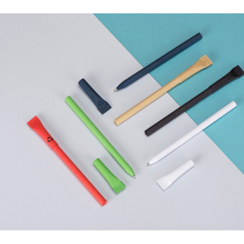 Ручка картонная с колпачком "Recycled", зеленое яблоко