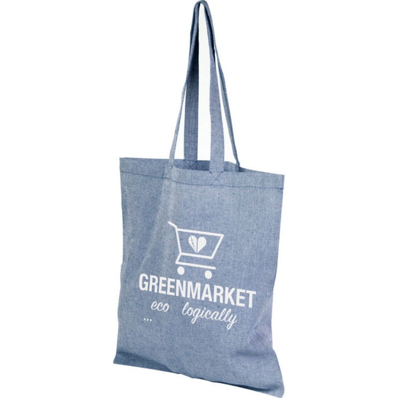 Сумка-тоут Pheebs из переработанного хлопка 150 г/м2, синий меланж Сумка-тоут Pheebs из переработанного хлопка 150 г/м2, синий меланж