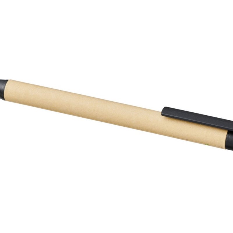 Шариковая ручка Berk из переработанного картона и кукурузного пластика, натуральный/черный Шариковая ручка Berk из переработанного картона и кукурузного пластика, натуральный/черный