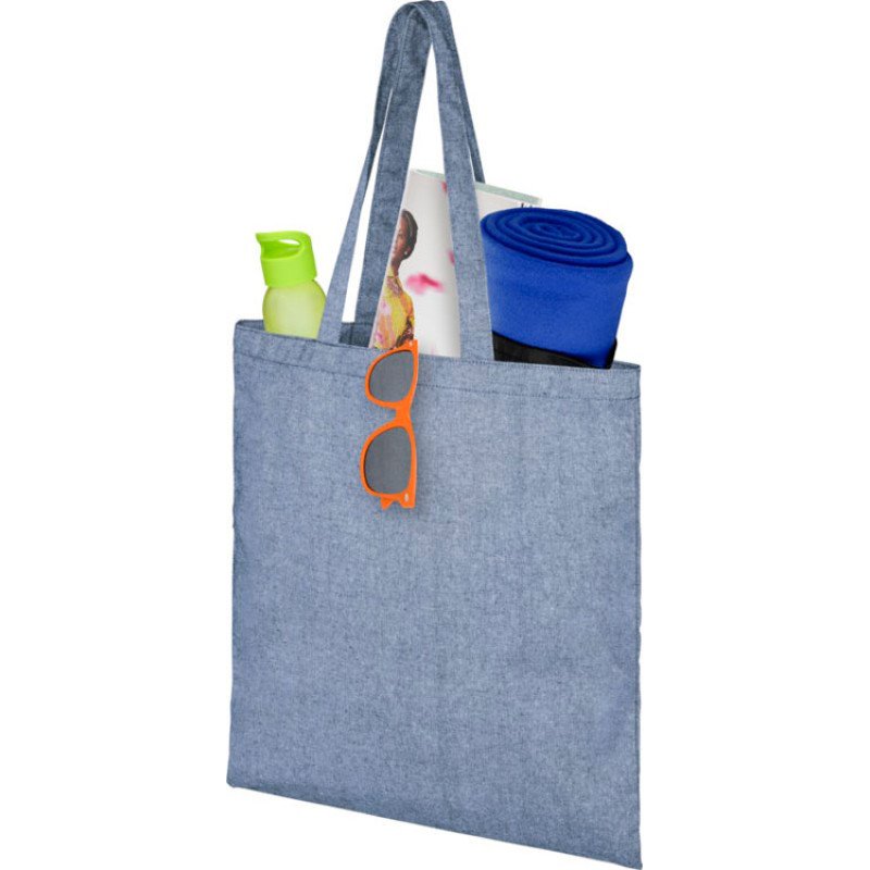 Сумка-тоут Pheebs из переработанного хлопка 150 г/м2, синий меланж Сумка-тоут Pheebs из переработанного хлопка 150 г/м2, синий меланж