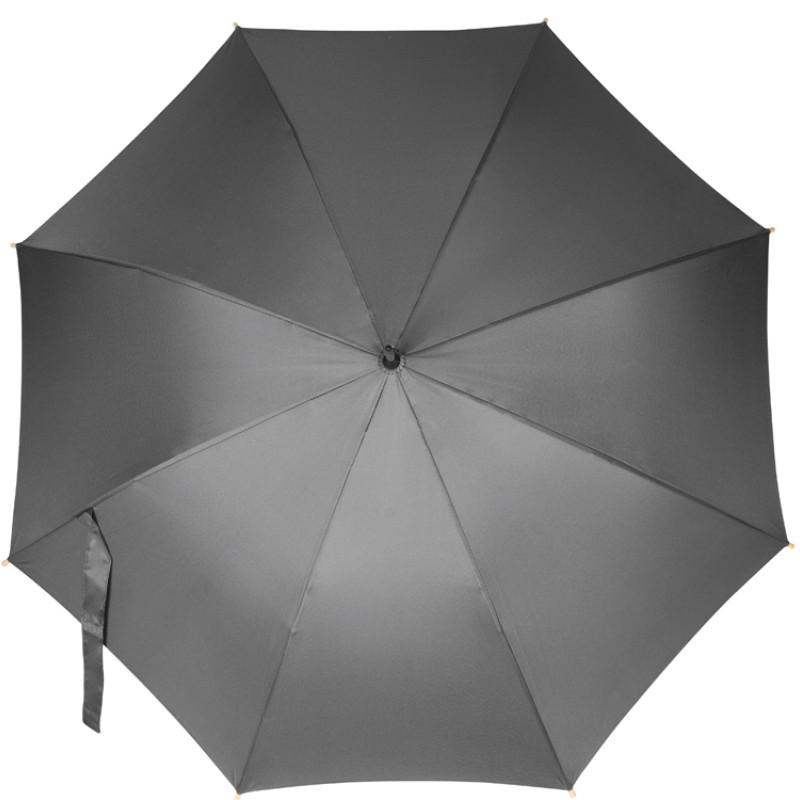 Зонт-трость 1134 Okobrella с деревянной ручкой и куполом из переработанного пластика, серый