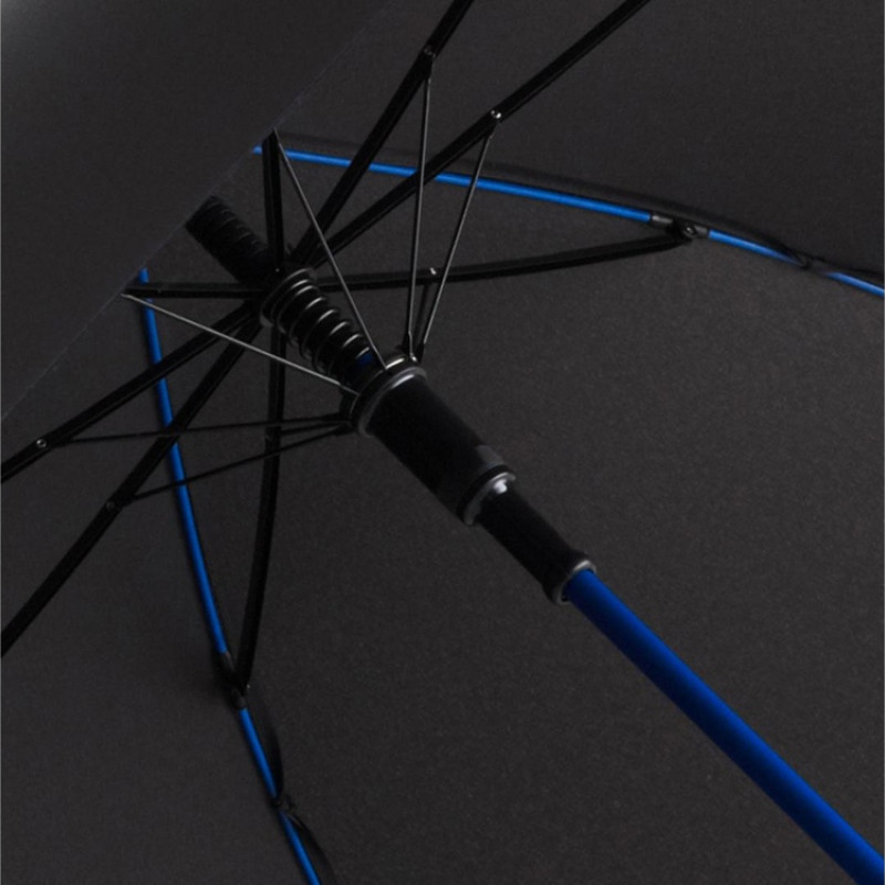 Зонт-трость 1084 Colorline с цветными спицами и куполом из переработанного пластика, черный/синий