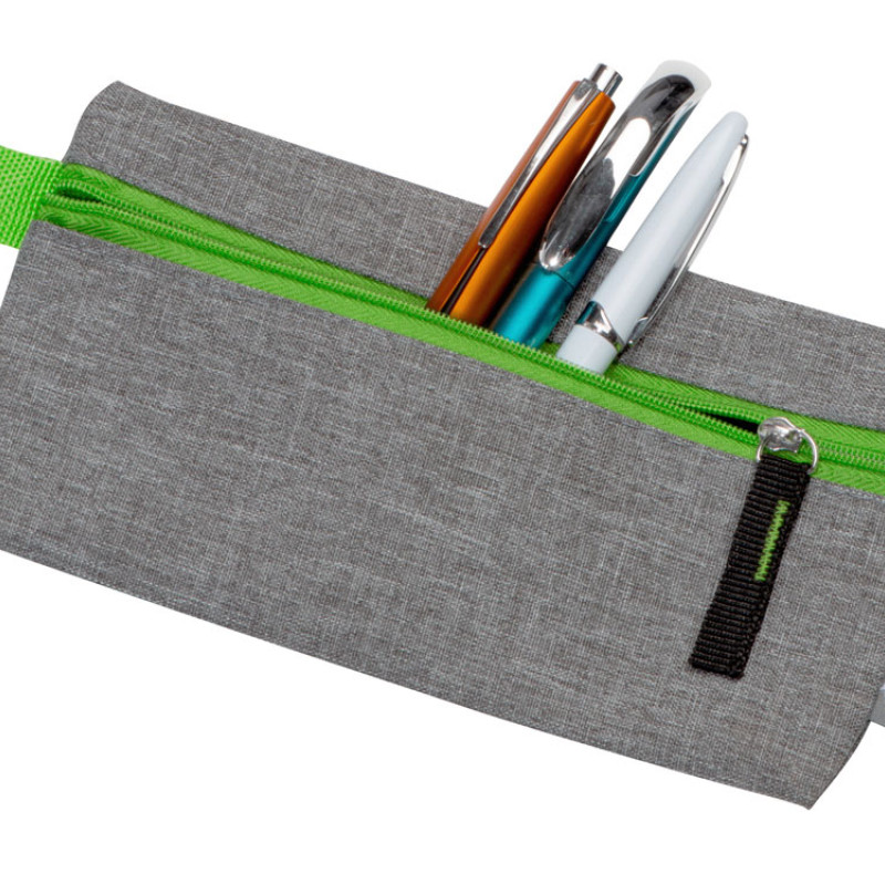 Универсальный пенал из переработанного полиэстера RPET "Holder", серый/зеленый