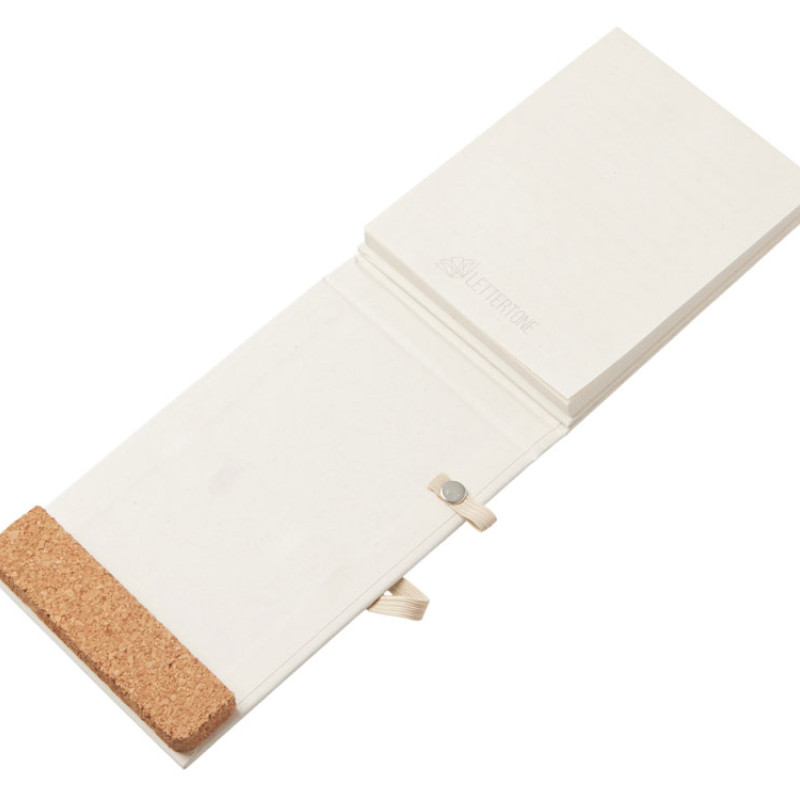 Блокнот с подставкой для телефона из пробки "Milky S", молочно-белый