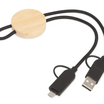 Универсальный зарядный кабель из переработанных ПЭТ и ТПЕ «Acalypha», быстрая зарядка 25 Вт, черный