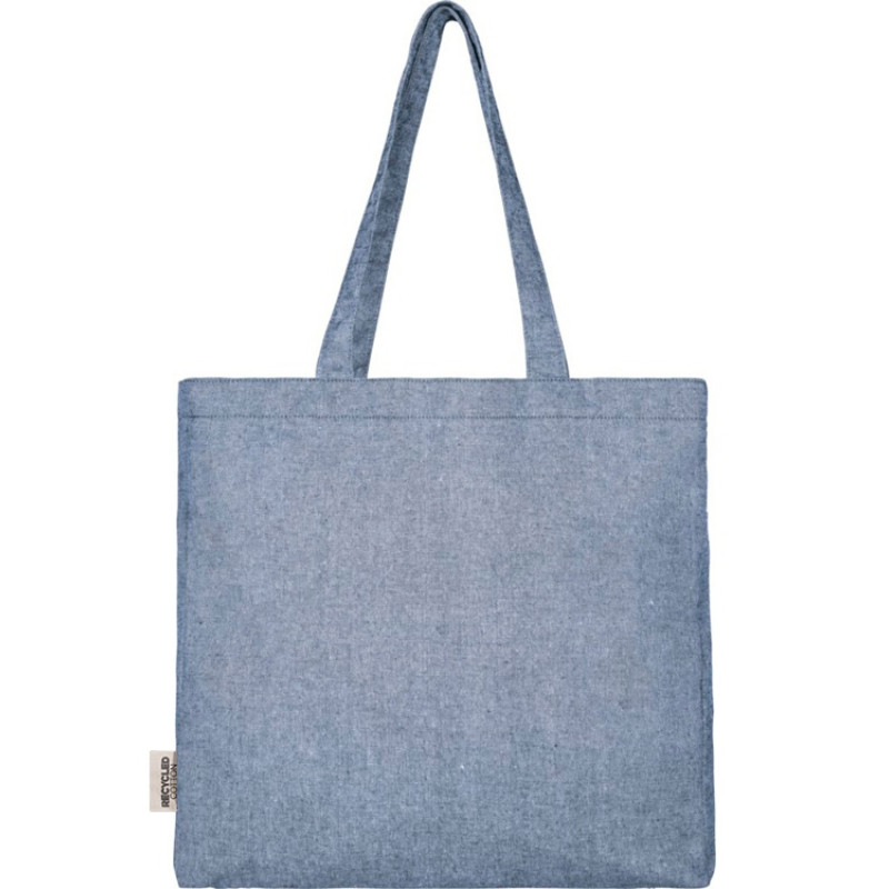 Эко-сумка Pheebs с клинчиком, изготовленная из переработанного хлопка, плотность 210 г/м2, синий мела