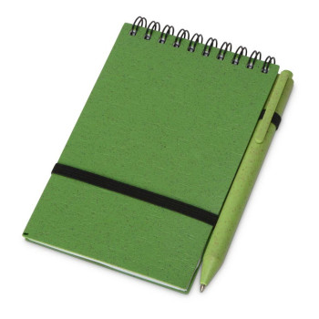 Блокнот B7 «Toledo S», зеленый + ручка шариковая «Pianta» из пшеничной соломы, зеленый