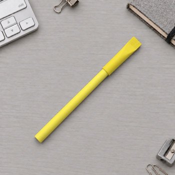 Ручка картонная с колпачком "Recycled", желтый