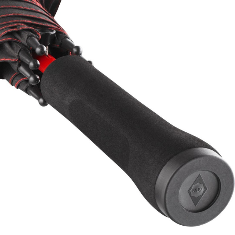 Зонт-трость 1084 Colorline с цветными спицами и куполом из переработанного пластика, черный/красный